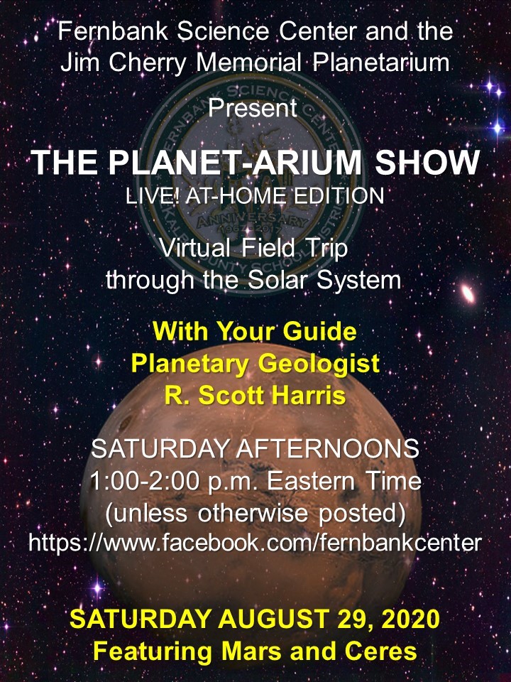 The Planet-arium Show; Saturday afternoons 1:00 - 2:00 pm; https://www.facebook.com/fernbankcenter